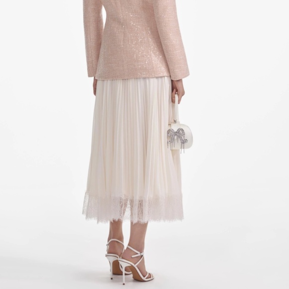 self-portrait Sequin Boucle Chiffon Midi Dress US2 - MSRP $670 - NWT - Picture 7 of 10